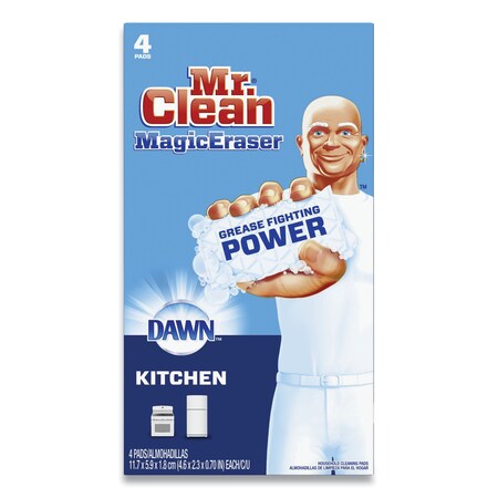 Mr. Clean Magic Eraser Kitchen Scrubber, 4.6 x 2.3, White, 4PK 51107